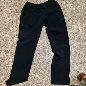 Nylon black draw string cargo pant